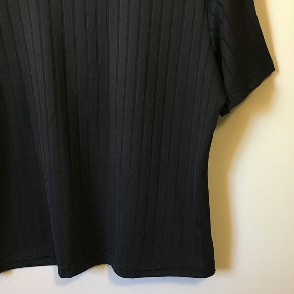 Vintage Tradition Canadian Made Black Stretchy Ribbed Referee T-Shirt - Picture 7 of 14
